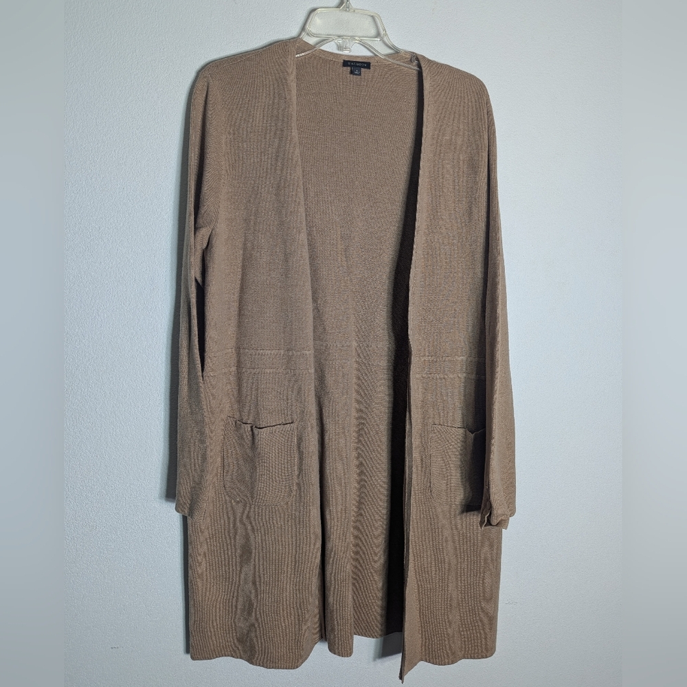 Talbots‎ Womens Long Cardigan Sweater Duster Caramel Quiet Luxury Neutral Large